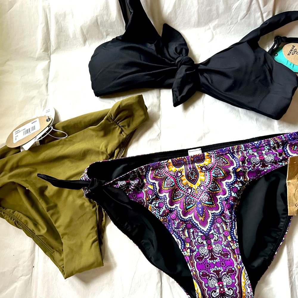 3 Piece NWT Prana bikini- Small Olive, Black, Multi